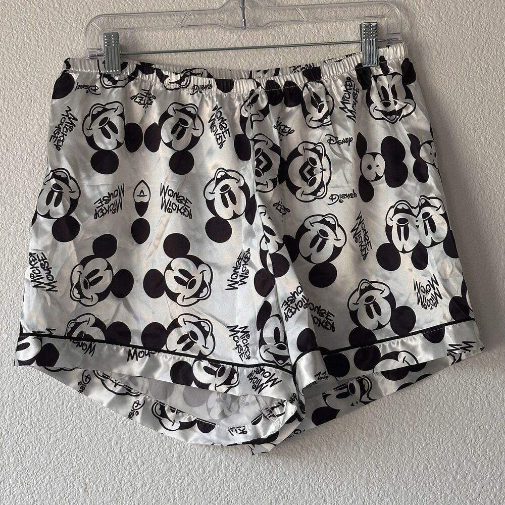 Mickey Mouse Pajama Set Women's Size XL Black/White Shorts andTop Sleepwear - Picture 2 of 11
